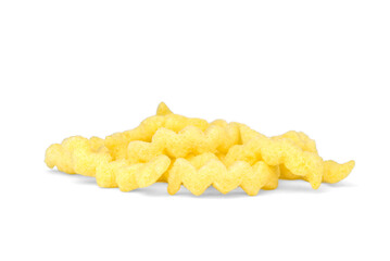 Cheese corn sticks isolated on white background.