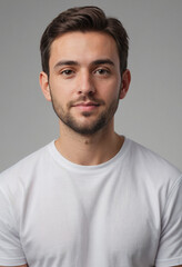 Portrait view of a regular Writer , candid, social media, avatar image, plain solid background