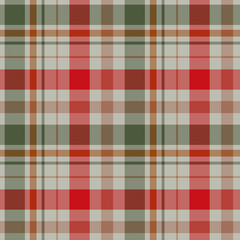Green and red plaid seamless pattern. Checkered texture for fabric, gingham pattern. Lines endless background for textile. Stripes pattern design.