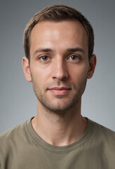 Fototapeta premium Portrait view of a regular Anthropologist , candid, social media, avatar image, plain solid background