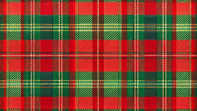 Vibrant red and green festive plaid fabric texture with subtle sheen, perfect for holiday themed designs, gifts, and winter season decorations.