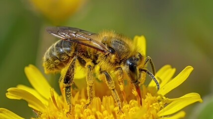 Fototapeta premium Pollination: The essential process in which pollen moves from the male parts to the female parts of flowers, leading to fertilization and the growth of new plants. 