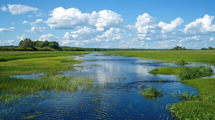 Wetlands: Regions where water covers the soil or is present near the surface, either year-round or periodically, providing crucial habitats and ecosystem services.
