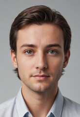 Obraz premium Portrait view of a regular Editor , candid, social media, avatar image, plain solid background