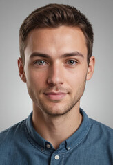 Obraz premium Portrait view of a regular Geographer , candid, social media, avatar image, plain solid background