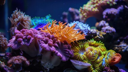 Coral Reefs: Colorful underwater habitats constructed from calcium carbonate by corals, hosting a rich diversity of marine life and playing a key role in ocean ecosystems.
