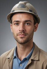 Fototapeta premium Portrait view of a regular Geologist , candid, social media, avatar image, plain solid background