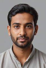 Fototapeta premium Portrait view of a regular Pujari , candid, social media, avatar image, plain solid background