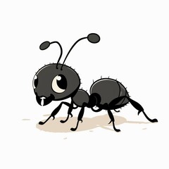 Fototapeta premium A cartoon illustration of Ant, flat, minimal, vector, doodle illustration, dynamic pose, half body, hand drawn illustration, pastel soft color tones, very cute