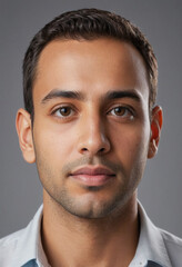 Fototapeta premium Portrait view of a regular Godi , candid, social media, avatar image, plain solid background