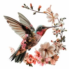 Obraz premium Flower Collage hummingbird flower blossom animal.