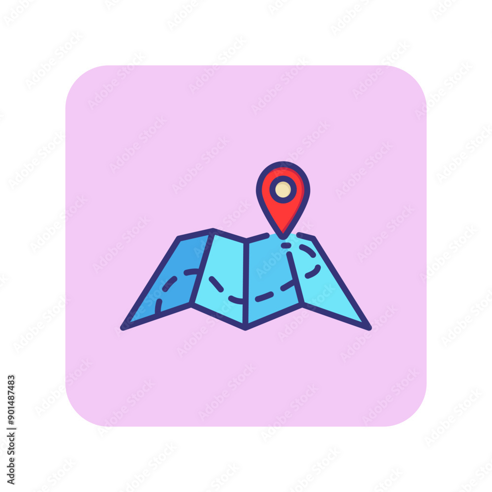 Poster map with pointer line icon. geolocation, destination, route. navigation concept. vector illustration