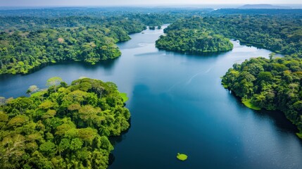 Obraz premium Biosphere Reserve: Protected zones with designated areas for different human activities, focusing on conserving biodiversity and promoting sustainable practices in diverse environments. 