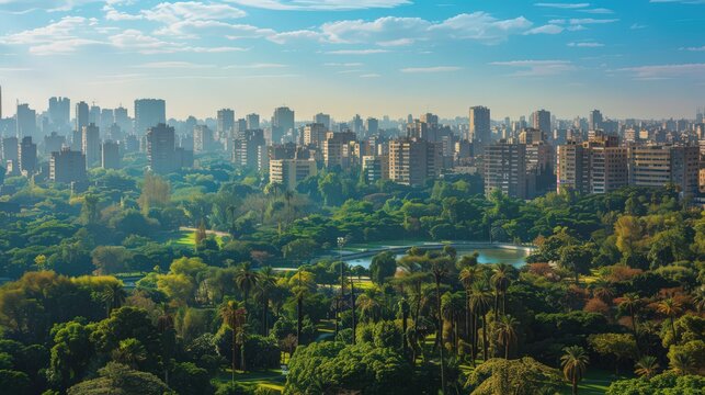 Showcase the modern districts of Zamalek and Garden City from an elevated viewpoint, offering a contrast to Cairo's historic core.
