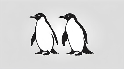 Obraz premium Penguin silhouette logo on white background. Generative AI