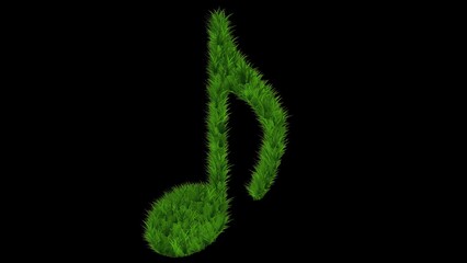 Beautiful illustration of music symbol with green grass effect on plain black background