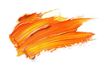 orange grunge brush strokes of oil paint abstract isolated on transparent or white background