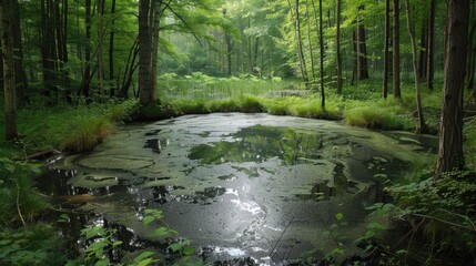 Fototapeta premium Bioremediation: Utilizing microorganisms or plants to detoxify or remove environmental pollutants, transforming harmful substances into less toxic forms. 