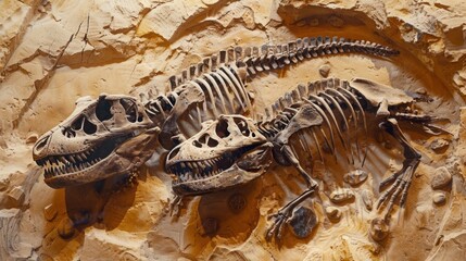 Naklejka premium Paleontology: The branch of science dedicated to uncovering the history of life on Earth by analyzing fossilized remains of plants and animals to understand evolutionary processes. 