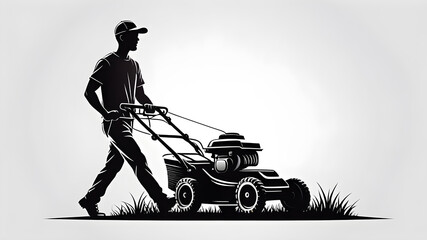 Lawn mower logo on white background. Generative AI