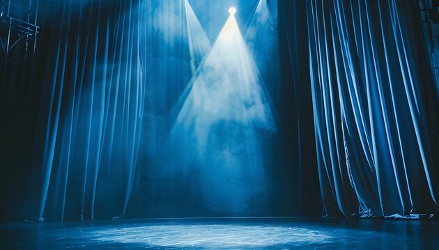Blue curtain in theater.