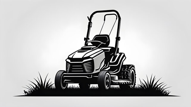 recommend clip art: Lawn mower logo on white background. Generative AI