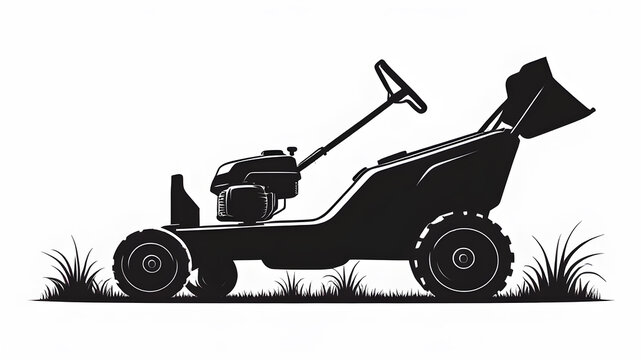 recommend clip art: Lawn mower logo on white background. Generative AI