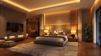 Naklejka premium Luxurious Modern Bedroom Interior