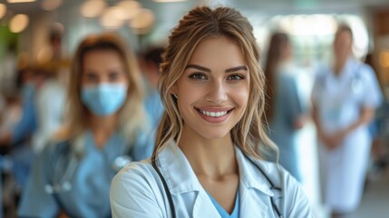 image of confident female doctor in medical uniform.