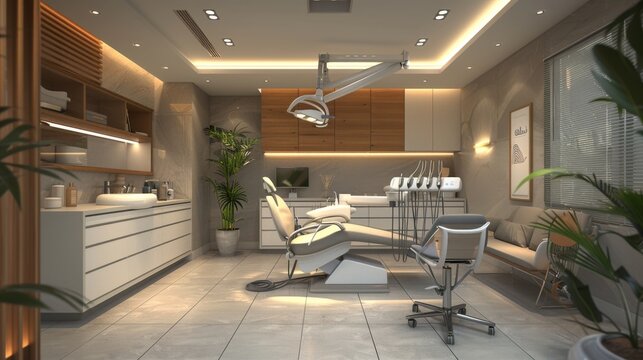 Modern Dental Office Interior with Equipment