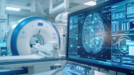 medical diagnostic MRI device in a hospital laboratory.