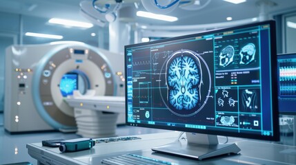 medical diagnostic MRI device in a hospital laboratory.