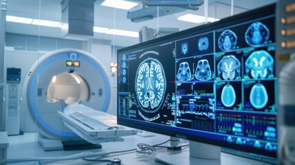 medical diagnostic MRI device in a hospital laboratory.