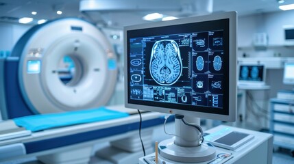 medical diagnostic MRI device in a hospital laboratory.