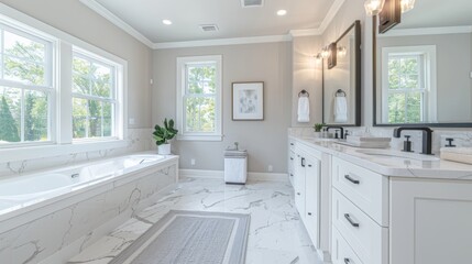 Fototapeta premium Modern serene bathroom interior