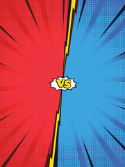 Cartoon comic background fight versus competition poster with halftone effect retro pop art style vector illustration