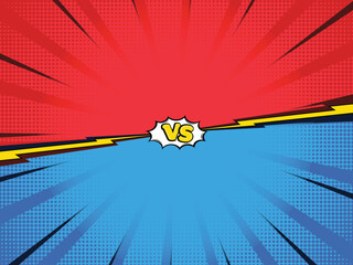 Cartoon comic background fight versus competition poster with halftone effect retro pop art style vector illustration