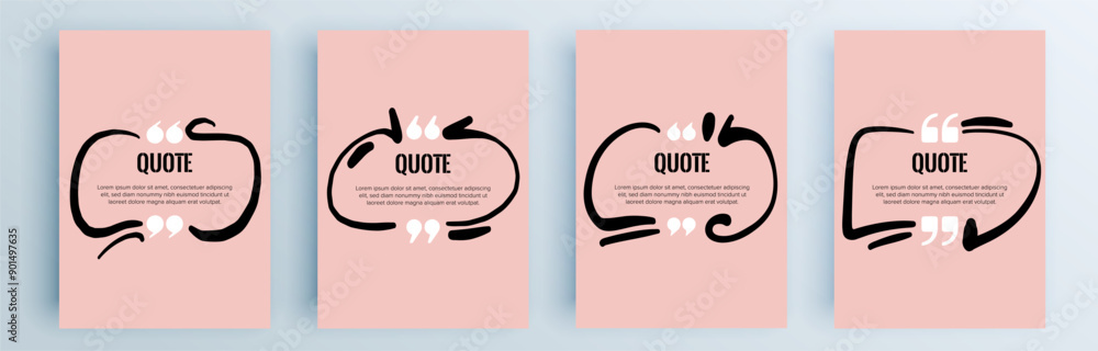 Poster quote frames blank templates set. text in brackets, citation empty speech bubbles, quote bubbles. te