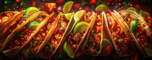 Colorful and delicious tacos filled with fresh ingredients and vibrant toppings, perfect for food lovers and culinary enthusiasts.