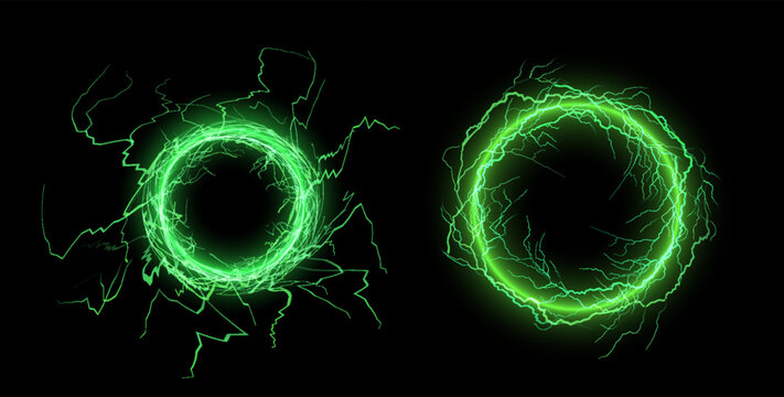 Glowing thunder circle effect vector illustration