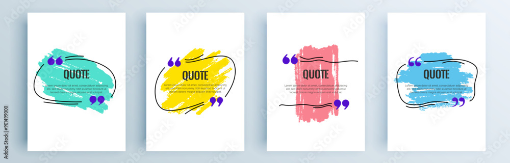 Poster quote frames blank templates set. text in brackets, citation empty speech bubbles, quote bubbles. te