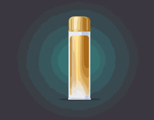 Cartoon style simple gradient hair spray fixation icon. Open gold container with cap. Hair care and styling accessory vector illustration.