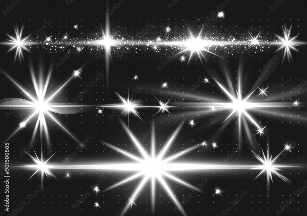 Poster the effect of white sparks glittering in light. modern sparkles on transparent background. abstract 