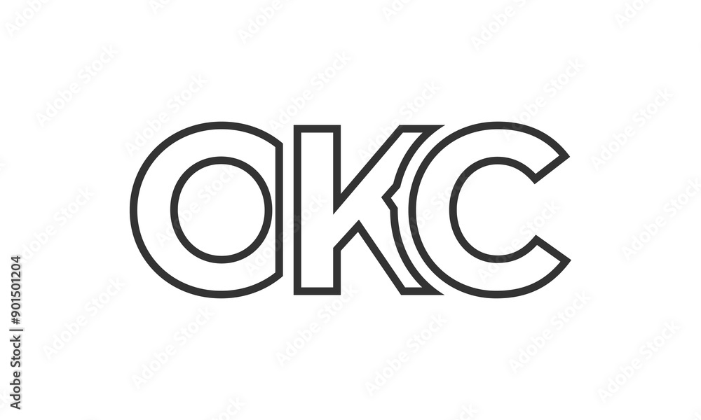 Poster okc logo design template with strong and modern bold text. initial based vector logotype featuring s