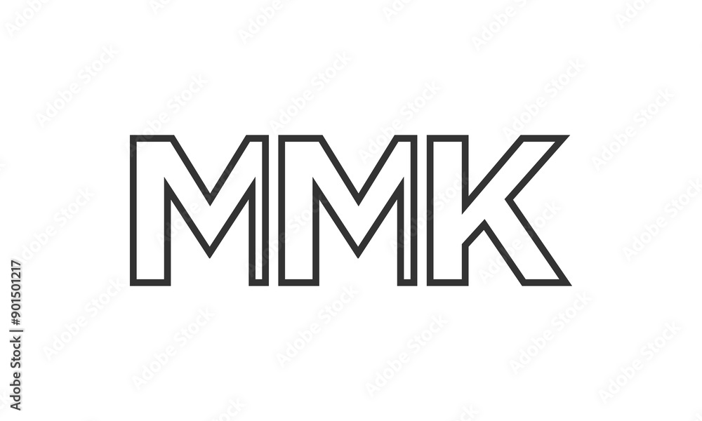 Poster mmk logo design template with strong and modern bold text. initial based vector logotype featuring s