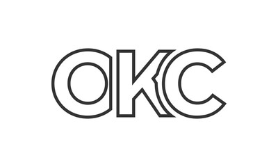 OKC logo design template with strong and modern bold text. Initial based vector logotype featuring simple and minimal typography. Trendy company identity.