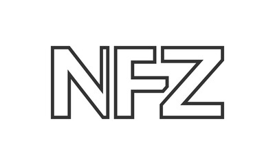 NFZ logo design template with strong and modern bold text. Initial based vector logotype featuring simple and minimal typography. Trendy company identity.