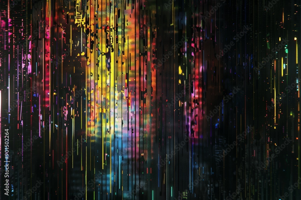 Poster there is a display error. lines are glowing on a dark background due to a digital error.