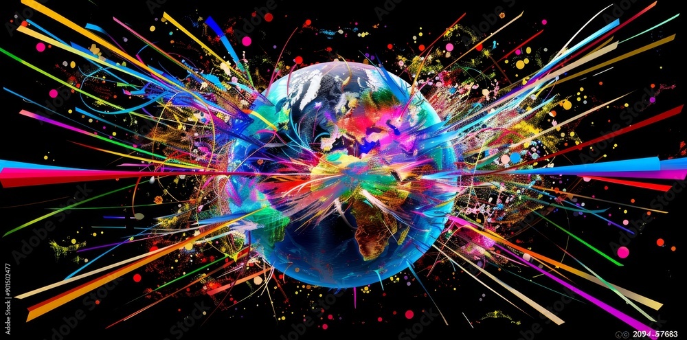 Poster global network background. digital theme. 3d illustration of an abstract globe of planet earth.