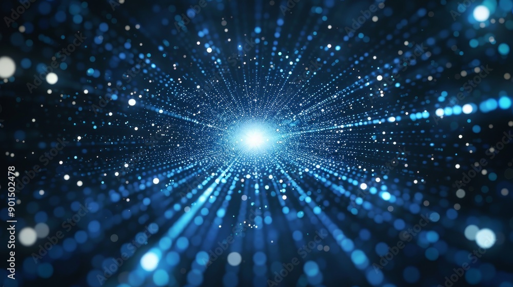 Poster concept of digital cyberspace with particles and digital data networks.